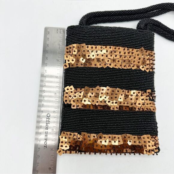 Black and Copper‎ Beaded, Sequined Small Fancy Mini Bag Handbag - Picture 8 of 10